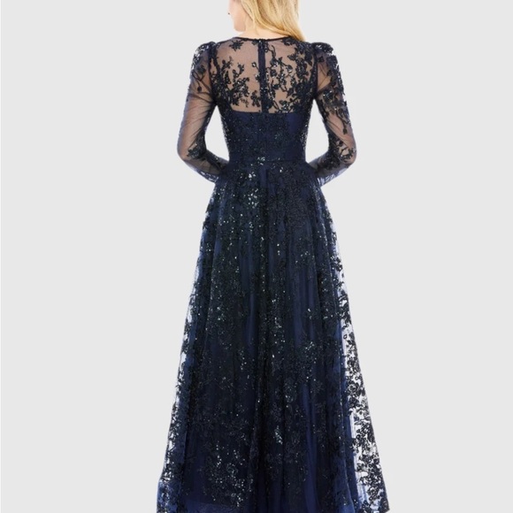 Mac Duggal 50664 NWT EMBROIDERED ILLUSION HIGH NECK A LINE DRESS - Picture 3 of 8